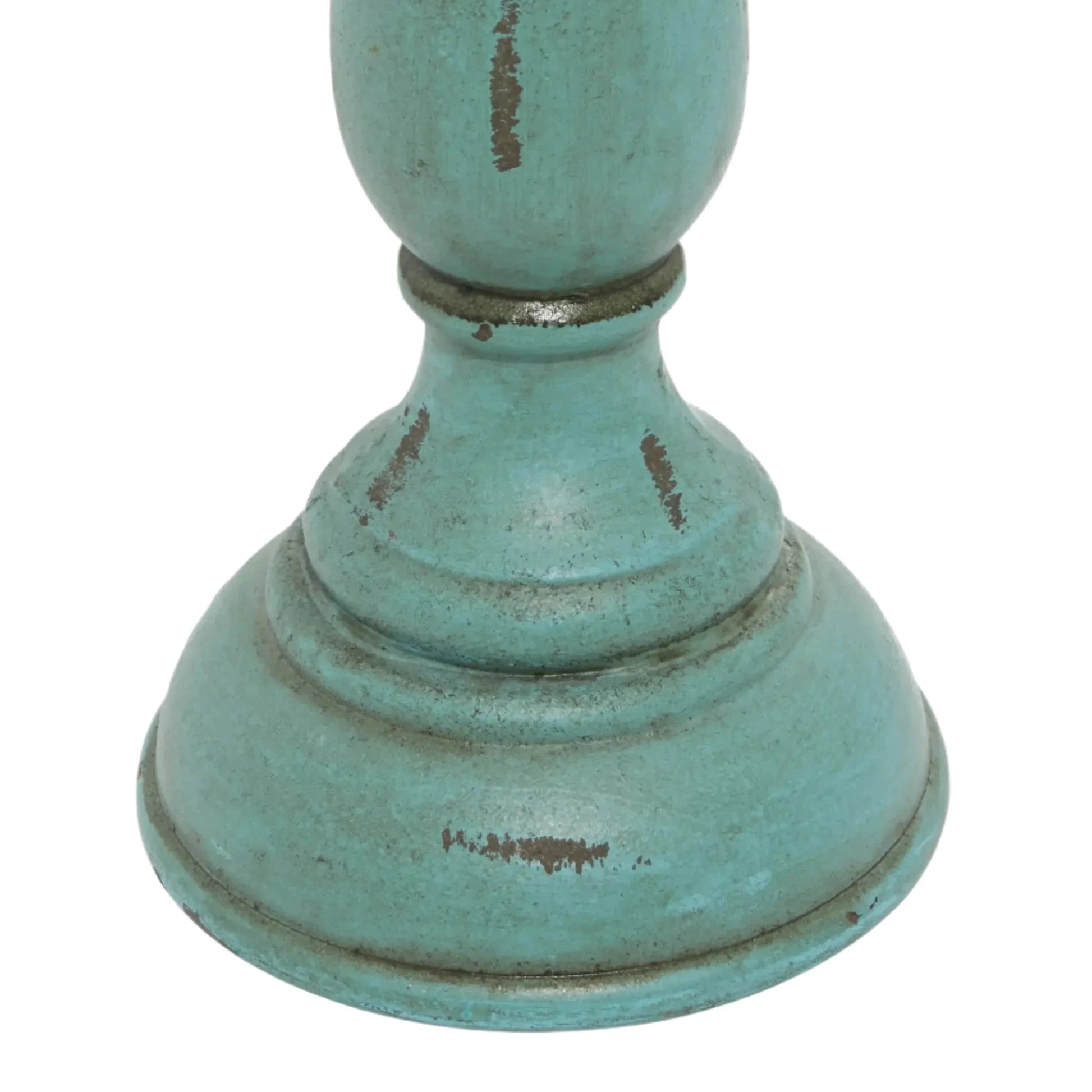 Round Blue Mango Wooden Candle Piller Holder Stand Base for Home Decoration 